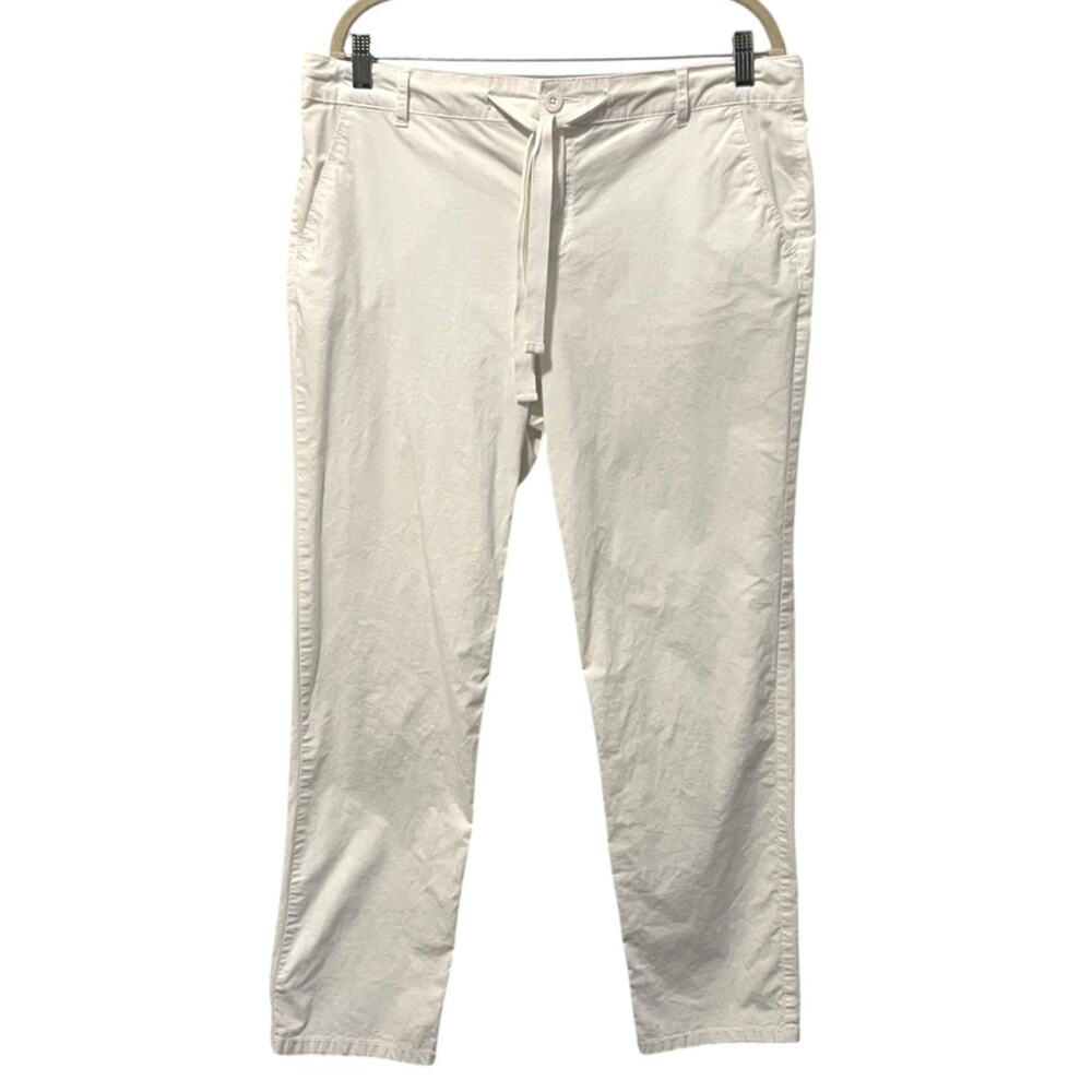 Liz Claiborne Womens Casual Pants Size 12 White Drawstring Cotton Stretch